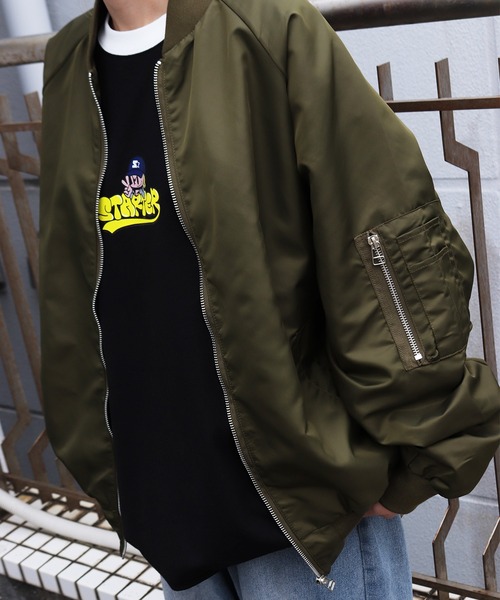 WESTSEA(ウエストシー)の「オーバーサイズ ナイロンMA-1ジャケット(MA-1・メンズ・ブラック/カーキ/ネイビー・M/XL/L)」の13枚目の写真