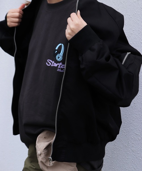 WESTSEA(ウエストシー)の「オーバーサイズ ナイロンMA-1ジャケット(MA-1・メンズ・ブラック/カーキ/ネイビー・M/XL/L)」の4枚目の写真