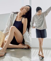 coen（コーエン）の「【WEB限定】ポーチ付きスクエアキャミソールスイムウエア4点セット（水着）」