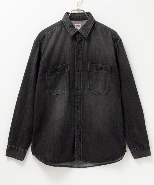 EDWIN(エドウィン)の「EDWIN DENIM WORK SHIRTS(シャツ/ブラウス・メンズ・ブラック/インディゴブルー/ワンウォッシュ・L/M/XL)」の2枚目の写真