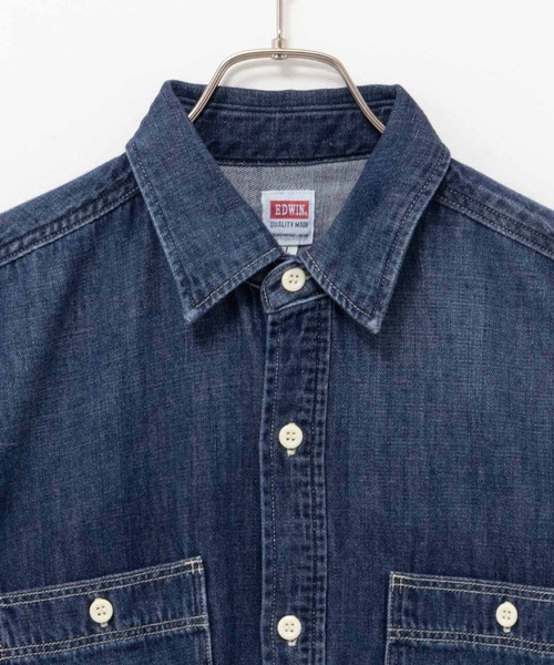 EDWIN(エドウィン)の「EDWIN DENIM WORK SHIRTS(シャツ/ブラウス・メンズ・ブラック/インディゴブルー/ワンウォッシュ・L/M/XL)」の8枚目の写真