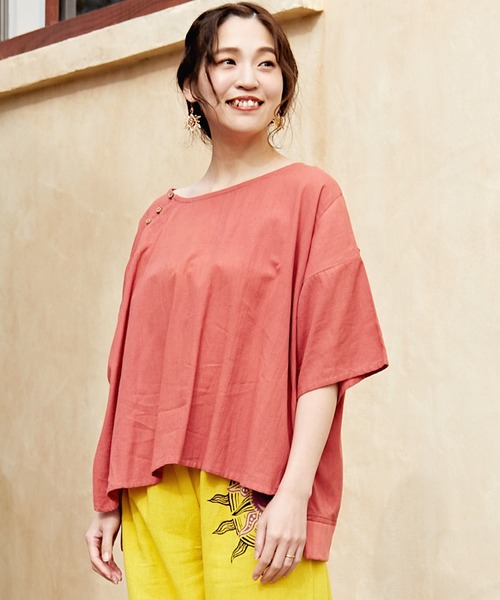 チャイハネ(チャイハネ)の「【チャイハネ】麻混バラカトップス(その他トップス・レディース・ベージュ/ダークネイビー/レンガ/ナチュラル/カーキ/ブラック/ダークパープル/ダークブルー/ライトベージュ/ブルー/レッド・FREE)」の11枚目の写真