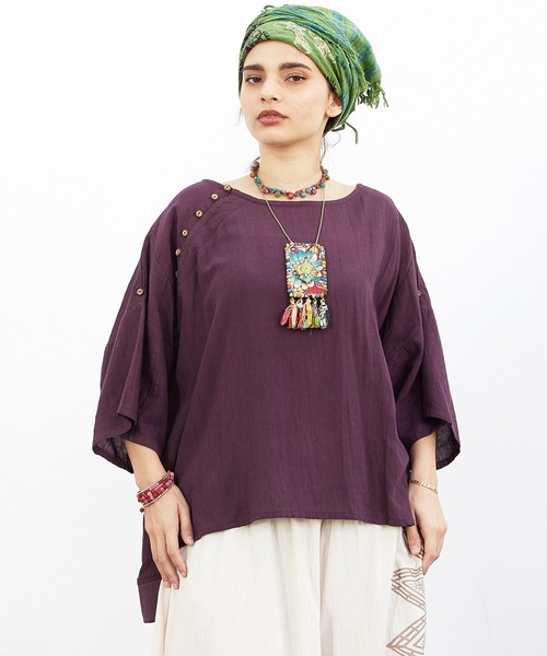 チャイハネ(チャイハネ)の「【チャイハネ】麻混バラカトップス(その他トップス・レディース・ベージュ/ダークネイビー/レンガ/ナチュラル/カーキ/ブラック/ダークパープル/ダークブルー/ライトベージュ/ブルー/レッド・FREE)」の9枚目の写真