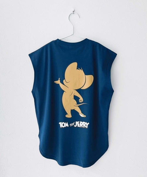 Tom＆Jerry（トムアンドジェリー）の「TOM&JERRY トムとジェリー ノースリーブ キャラクタープリント Tシャツ（Tシャツ/カットソー・キッズ・チャコール/ネイビー/ブラック/ダークグリーン/杢グレー/オフホワイト/ホワイト系その他/ベージュ・110cm/140cm/130cm/120cm/160cm/150cm）」の8枚目の写真