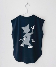 TOM&JERRY トムとジェリー ノースリーブ キャラクタープリント Tシャツ