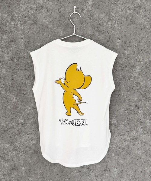 Tom＆Jerry（トムアンドジェリー）の「TOM&JERRY トムとジェリー ノースリーブ キャラクタープリント Tシャツ（Tシャツ/カットソー・キッズ・チャコール/ネイビー/ブラック/ダークグリーン/杢グレー/オフホワイト/ホワイト系その他/ベージュ・110cm/140cm/130cm/120cm/160cm/150cm）」の9枚目の写真