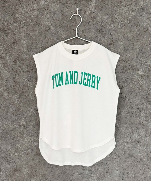 Tom＆Jerry（トムアンドジェリー）の「TOM&JERRY トムとジェリー ノースリーブ キャラクタープリント Tシャツ（Tシャツ/カットソー・キッズ・チャコール/ネイビー/ブラック/ダークグリーン/杢グレー/オフホワイト/ホワイト系その他/ベージュ・110cm/140cm/130cm/120cm/160cm/150cm）」の10枚目の写真