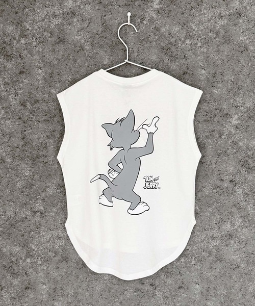 Tom＆Jerry（トムアンドジェリー）の「TOM&JERRY トムとジェリー ノースリーブ キャラクタープリント Tシャツ（Tシャツ/カットソー・キッズ・チャコール/ネイビー/ブラック/ダークグリーン/杢グレー/オフホワイト/ホワイト系その他/ベージュ・110cm/140cm/130cm/120cm/160cm/150cm）」の11枚目の写真