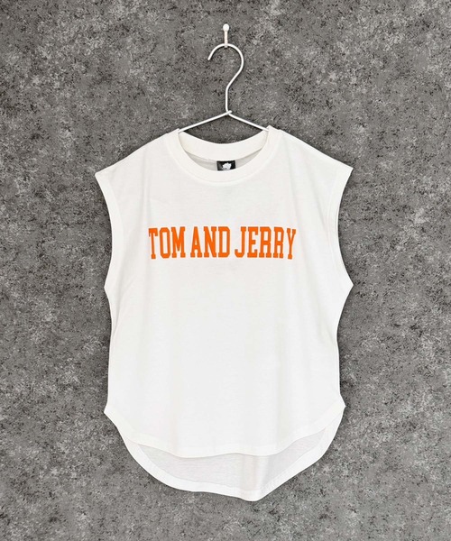 Tom＆Jerry（トムアンドジェリー）の「TOM&JERRY トムとジェリー ノースリーブ キャラクタープリント Tシャツ（Tシャツ/カットソー・キッズ・チャコール/ネイビー/ブラック/ダークグリーン/杢グレー/オフホワイト/ホワイト系その他/ベージュ・110cm/140cm/130cm/120cm/160cm/150cm）」の12枚目の写真