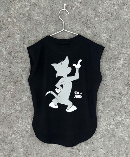 Tom＆Jerry（トムアンドジェリー）の「TOM&JERRY トムとジェリー ノースリーブ キャラクタープリント Tシャツ（Tシャツ/カットソー・キッズ・チャコール/ネイビー/ブラック/ダークグリーン/杢グレー/オフホワイト/ホワイト系その他/ベージュ・110cm/140cm/130cm/120cm/160cm/150cm）」の13枚目の写真