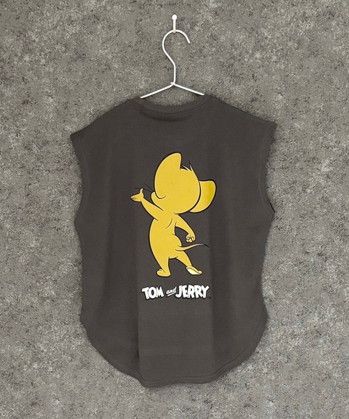 Tom＆Jerry（トムアンドジェリー）の「TOM&JERRY トムとジェリー ノースリーブ キャラクタープリント Tシャツ（Tシャツ/カットソー・キッズ・チャコール/ネイビー/ブラック/ダークグリーン/杢グレー/オフホワイト/ホワイト系その他/ベージュ・110cm/140cm/130cm/120cm/160cm/150cm）」の17枚目の写真