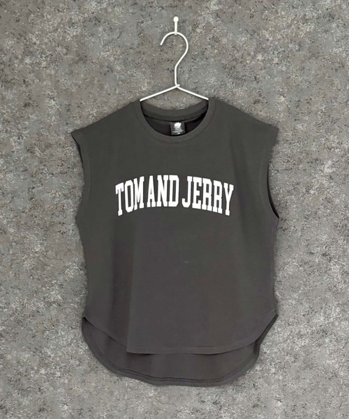 Tom＆Jerry（トムアンドジェリー）の「TOM&JERRY トムとジェリー ノースリーブ キャラクタープリント Tシャツ（Tシャツ/カットソー・キッズ・チャコール/ネイビー/ブラック/ダークグリーン/杢グレー/オフホワイト/ホワイト系その他/ベージュ・110cm/140cm/130cm/120cm/160cm/150cm）」の18枚目の写真