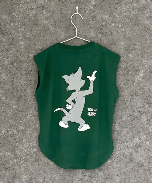 Tom＆Jerry（トムアンドジェリー）の「TOM&JERRY トムとジェリー ノースリーブ キャラクタープリント Tシャツ（Tシャツ/カットソー・キッズ・チャコール/ネイビー/ブラック/ダークグリーン/杢グレー/オフホワイト/ホワイト系その他/ベージュ・110cm/140cm/130cm/120cm/160cm/150cm）」の21枚目の写真