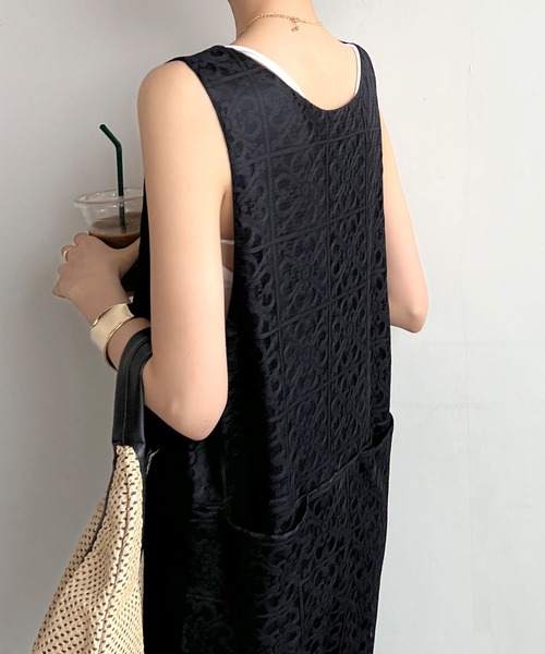 Futier land（フューティアランド）の「パネルレース2wayサロペット（サロペット/オーバーオール・レディース・ブラック/グリーン/アイボリー・FREE）」の7枚目の写真