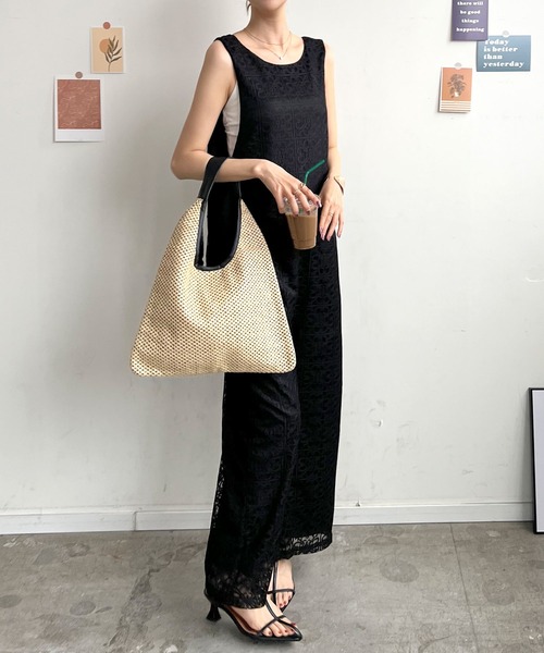 Futier land（フューティアランド）の「パネルレース2wayサロペット（サロペット/オーバーオール・レディース・ブラック/グリーン/アイボリー・FREE）」の11枚目の写真