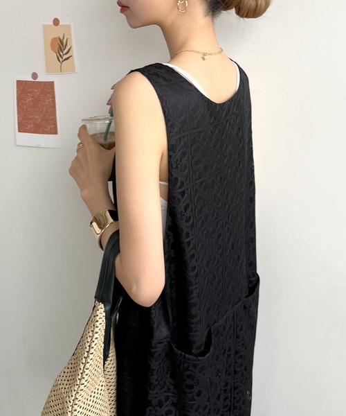 Futier land（フューティアランド）の「パネルレース2wayサロペット（サロペット/オーバーオール・レディース・ブラック/グリーン/アイボリー・FREE）」の15枚目の写真