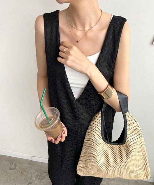 Futier land（フューティアランド）の「パネルレース2wayサロペット（サロペット/オーバーオール・レディース・ブラック/グリーン/アイボリー・FREE）」の16枚目の写真