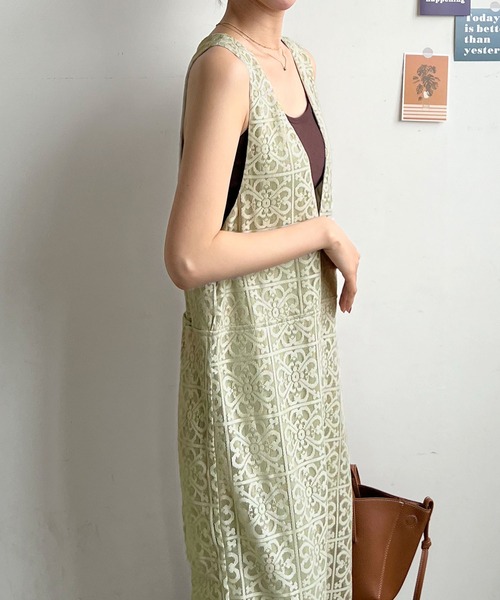 Futier land（フューティアランド）の「パネルレース2wayサロペット（サロペット/オーバーオール・レディース・ブラック/グリーン/アイボリー・FREE）」の18枚目の写真