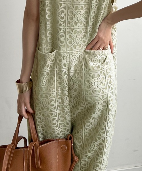 Futier land（フューティアランド）の「パネルレース2wayサロペット（サロペット/オーバーオール・レディース・ブラック/グリーン/アイボリー・FREE）」の22枚目の写真