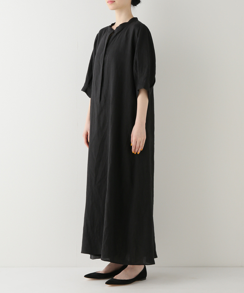 ジャーナルスタンダードレサージュ　スキッパー　リネン　ロングワンピース　半袖 M 追加2》フレンチリネンスキッパーワンピース | ジャーナル