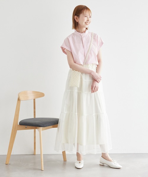 ROPE' PICNIC(ロペピクニック)の「新色追加/フリルバンドシャツ(シャツ/ブラウス・レディース・ブルー/オフホワイト/ブラック/ピンク/ネイビー・38)」の9枚目の写真