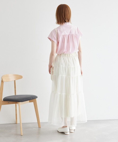 ROPE' PICNIC(ロペピクニック)の「新色追加/フリルバンドシャツ(シャツ/ブラウス・レディース・ブルー/オフホワイト/ブラック/ピンク/ネイビー・38)」の10枚目の写真