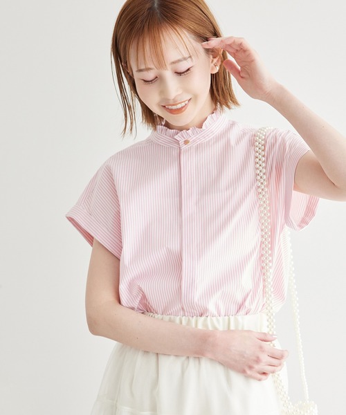 ROPE' PICNIC(ロペピクニック)の「新色追加/フリルバンドシャツ(シャツ/ブラウス・レディース・ブルー/オフホワイト/ブラック/ピンク/ネイビー・38)」の11枚目の写真