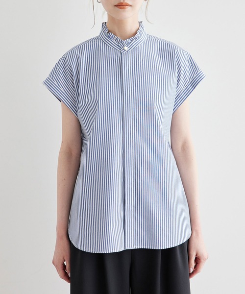 ROPE' PICNIC(ロペピクニック)の「新色追加/フリルバンドシャツ(シャツ/ブラウス・レディース・ブルー/オフホワイト/ブラック/ピンク/ネイビー・38)」の13枚目の写真