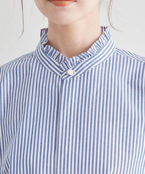 ROPE' PICNIC(ロペピクニック)の「新色追加/フリルバンドシャツ(シャツ/ブラウス・レディース・ブルー/オフホワイト/ブラック/ピンク/ネイビー・38)」の16枚目の写真