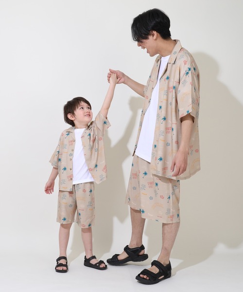 BABYDOLL（ベビードール）の「親子お揃い アロハ柄 シャツ 9544K （ボトムス別売り）（シャツ/ブラウス・キッズ・サンドベージュ/ブラック・140cm/100cm/150cm/130cm/120cm/110cm/90cm）」の4枚目の写真