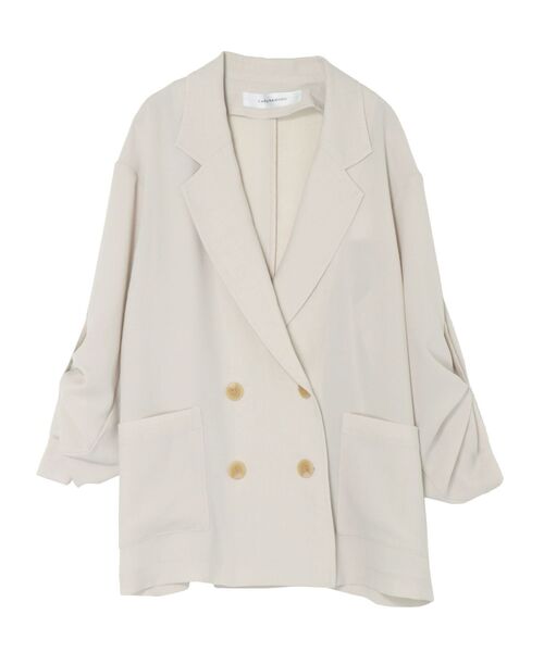 LAGUNAMOON（ラグナムーン）の「ロールアップジャケット（テーラードジャケット・レディース・ベージュ/ホワイト・FREE）」の3枚目の写真