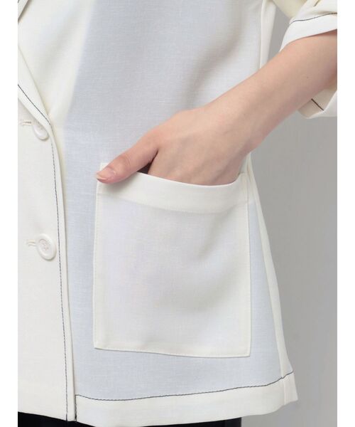 LAGUNAMOON（ラグナムーン）の「ロールアップジャケット（テーラードジャケット・レディース・ベージュ/ホワイト・FREE）」の9枚目の写真