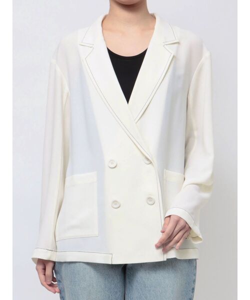 LAGUNAMOON（ラグナムーン）の「ロールアップジャケット（テーラードジャケット・レディース・ベージュ/ホワイト・FREE）」の19枚目の写真