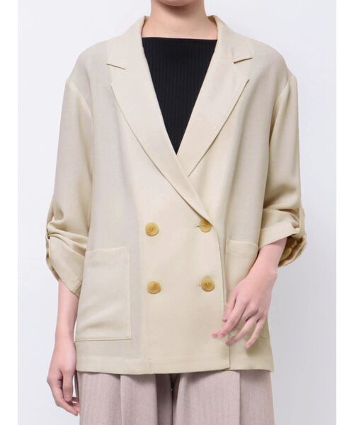 LAGUNAMOON（ラグナムーン）の「ロールアップジャケット（テーラードジャケット・レディース・ベージュ/ホワイト・FREE）」の21枚目の写真