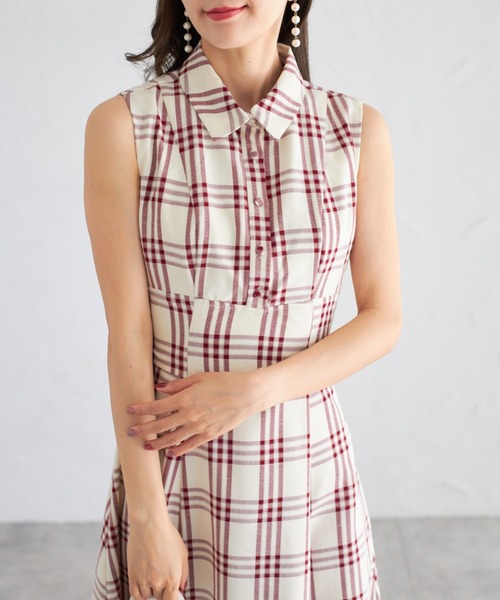 tocco closet バックレースアップ　チェックシャツワンピース　限定色 tocco closet（トッコ クローゼット）の「【ZOZO限定カラー