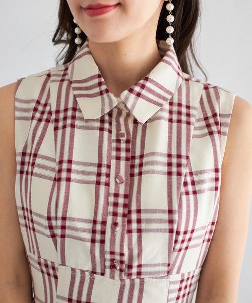 tocco closet バックレースアップ　チェックシャツワンピース　限定色 tocco closet（トッコ クローゼット）の「【ZOZO限定カラー