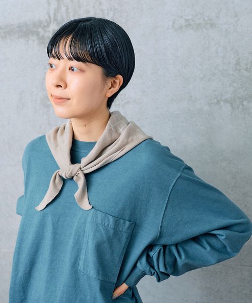 PAR ICI（パーリッシィ）の「ニットスカーフ（バンダナ/スカーフ・レディース・ネイビー/ベージュ・FREE）」の13枚目の写真