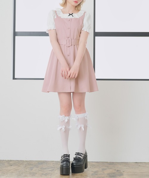 Newlyme（ニューリーミー）の「フロントボタンジャンスカワンピース（スカート・レディース・グリーン系その他/ネイビー/ブルー系その他/ブラック系その他/ピンク/グリーン/ライトグレー/ブラック/ピンク系その他/グレー系その他・3L/LL/LARGE/MEDIUM）」の9枚目の写真