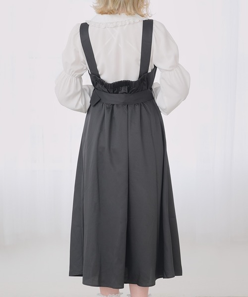 エムプルミエ　フロントボタンツイードジャンパースカート　ワンピース Newlyme ジャンパースカート フロントボタンジャンスカワンピース