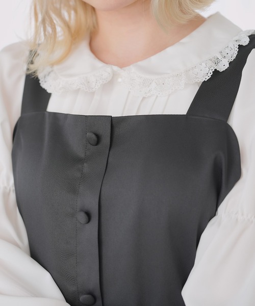 Newlyme（ニューリーミー）の「フロントボタンジャンスカワンピース（スカート・レディース・グリーン系その他/ネイビー/ブルー系その他/ブラック系その他/ピンク/グリーン/ライトグレー/ブラック/ピンク系その他/グレー系その他・3L/LL/LARGE/MEDIUM）」の14枚目の写真