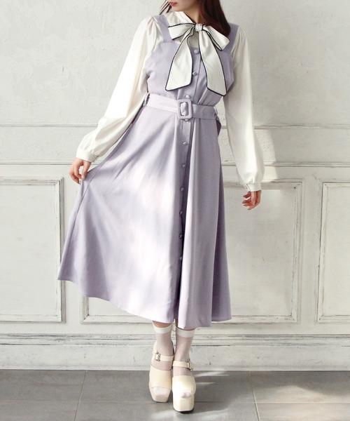 Newlyme（ニューリーミー）の「フロントボタンジャンスカワンピース（スカート・レディース・グリーン系その他/ネイビー/ブルー系その他/ブラック系その他/ピンク/グリーン/ライトグレー/ブラック/ピンク系その他/グレー系その他・3L/LL/LARGE/MEDIUM）」の17枚目の写真