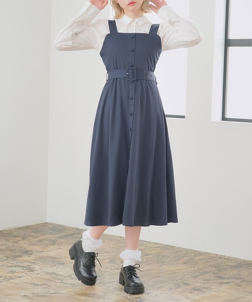 Newlyme（ニューリーミー）の「フロントボタンジャンスカワンピース（スカート・レディース・グリーン系その他/ネイビー/ブルー系その他/ブラック系その他/ピンク/グリーン/ライトグレー/ブラック/ピンク系その他/グレー系その他・3L/LL/LARGE/MEDIUM）」の19枚目の写真