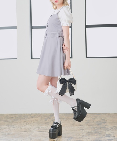 Newlyme（ニューリーミー）の「フロントボタンジャンスカワンピース（スカート・レディース・グリーン系その他/ネイビー/ブルー系その他/ブラック系その他/ピンク/グリーン/ライトグレー/ブラック/ピンク系その他/グレー系その他・3L/LL/LARGE/MEDIUM）」の22枚目の写真