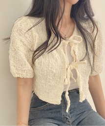 Per sist ence | ダブルリボンパフスリーブリンクルカーディガン(カーディガン/ボレロ)