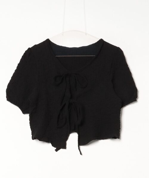 Per sist ence（パーシエンス）の「ダブルリボンパフスリーブリンクルカーディガン（カーディガン/ボレロ・レディース・ピンク/アイボリー/ブラック・FREE）」の11枚目の写真