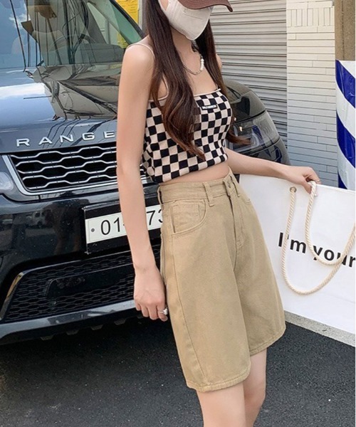 kirakiraShop(キラキラショップ)の「カラー デニム ハーフ パンツ(デニムパンツ・レディース・ピンク/ライトグリーン/ベージュ/イエロー/パープル/ブラウン/グリーン・S/M/XL/L)」の10枚目の写真