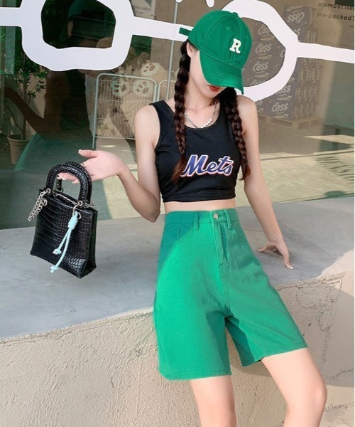 kirakiraShop(キラキラショップ)の「カラー デニム ハーフ パンツ(デニムパンツ・レディース・ピンク/ライトグリーン/ベージュ/イエロー/パープル/ブラウン/グリーン・S/M/XL/L)」の14枚目の写真