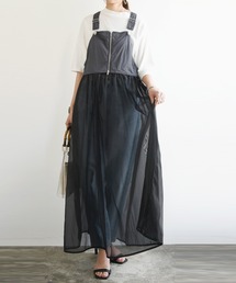タフタ×オーガンジーマルチ2wayサロペットワンピース