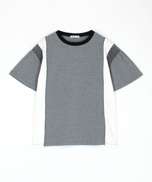 NICOLE CLUB（ニコル　クラブ）の「シアードッキングTシャツ（Tシャツ/カットソー・レディース・チャコール/ブラック/オフホワイト・FREE）」の5枚目の写真