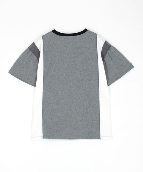 NICOLE CLUB（ニコル　クラブ）の「シアードッキングTシャツ（Tシャツ/カットソー・レディース・チャコール/ブラック/オフホワイト・FREE）」の7枚目の写真